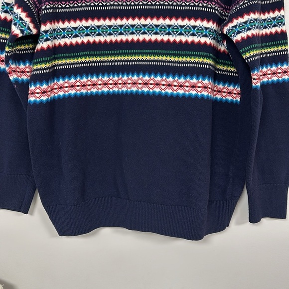 Super Cute Gap Long Sleeve Navy Blue Fair Isle Pullover Cotton Blend Sweater,  L - Picture 5 of 5